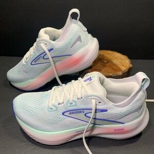 Brooks Glycerin 22 Women’s White Pink Running Walking Shoe Size- 6.5( D-Wide )